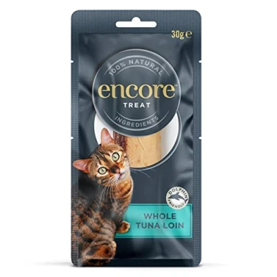 Imagen de Encore Premios 100% Naturales para Gatos, Lonchas de Atún Entero Pack 12 Sobres 30g