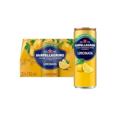 Imagen de San Pellegrino Bebidas gaseosas italianas enlatadas de limón con buen gusto, 12 x 330 ml 73 K cales por lata