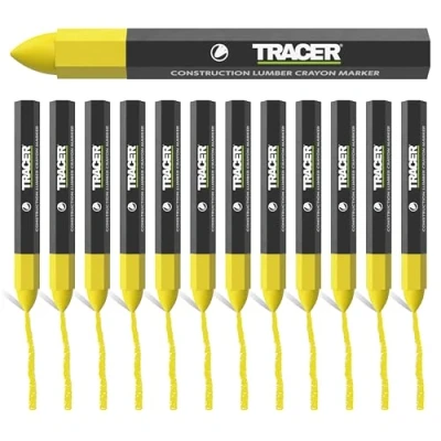 Imagen de Tracer Construction Lumber Crayon Marcadores, 12 unidades, Amarillo, x Amarillo Multi Superficie Marcador Crayones