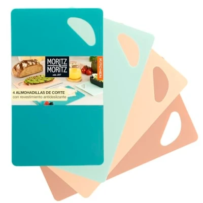 Imagen de Moritz &amp; 4x Tabla cortar Flexible Corte cocina 25 x 14,5 cm de Plastico 2mm Grosor Superficie Antideslizante para un Seguro Juego tablas