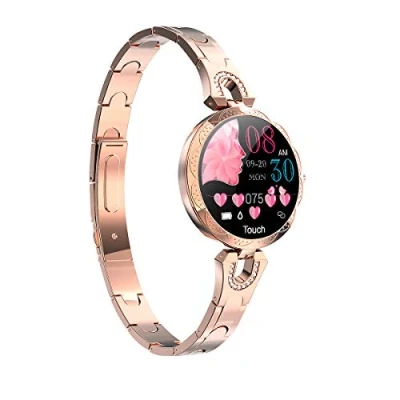 Imagen de LONGLU Reloj Inteligente para Mujer, Bluetooth smartwatch Compatible con iOS Android iPhone Samsung Fitness Tracker frecuencia cardíaca Presión Arterial Impermeable podómetro Sleep (Dorado)