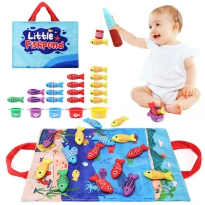 Imagen de LEADSTAR Juguetes Niños 1 Año,Juego Pesca con 15 Peces Tela,Montessori Sensoriales Educativos Juguete para Bebe 6 12 18 Meses, Regalo Bebes 2 3 Año