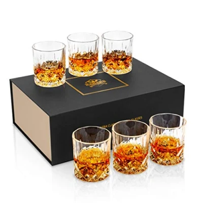 Imagen de KANARS 6 Piezas Vasos de Whisky, Copas Whiskey Robusto Cristalino 100% Sin Plomo para Escocés, Borbón y Más, Hermosa Caja Regalo, 300 ml
