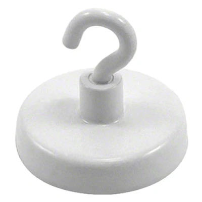 Imagen de Ferrite White Pintado de Pintura Imán Con Gancho M4 Para Colgar, Sostener O Mostrar Elementos 32mm Diámetro 7.3kg Tracción Paquete 10