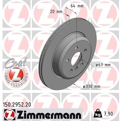 Imagen de ZIMMERMANN COAT Z 150.2952.20 Disco de freno 330 20 6/5 5 112 ventilación interna revestido altamente carbonizado BMW: X3, Berlina, 7