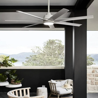 Imagen de LUCCI AIR Ventilador de techo Airfusion Atlanta 7 aspas con modo verano/invierno Incluye luz LED y mando a distancia 142 cm diámetro (blanco)
