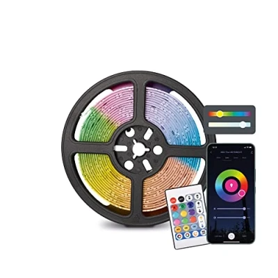 Imagen de KSIX Tira SmartLED 5m, Recortable, 900 lm, Sincroniza música, App propia, Compatible con Alexa, Google Home, Siri, Colores RGB+CCT