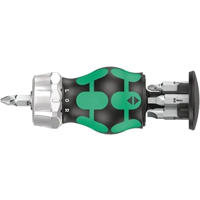 Imagen de Wera 05008886001 Kraftform Kompakt Stubby Recámara RA 4, Destornillador de carraca con cargador puntas, 6 piezas