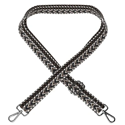 Imagen de EAZY CASE correa de bolsillo ajustable, repuesto para bolso, hombro bolso bandolera, delgada bolsos y bolsas, cinta DIY, Zig Zag Negro Metal Oro