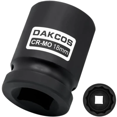 Imagen de DAKCOS llave de impacto 1/2 pulgada 18 mm, 12 ponit, impacto, herramienta eje transmisión, enchufe CR MO