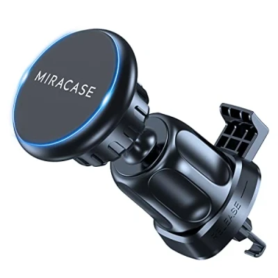 Imagen de Miracase Soporte Móvil Coche, [Gancho Metálico Actualizado] Iman para Rejilla del Aire, [6X] N52 Magnético Porta Movil, Compatible con iPhone, Xiaomi, Samsung y Más