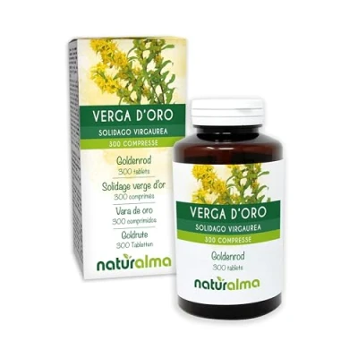Imagen de Vara de oro (Solidago virgaurea) hierba con flores Naturalma 150 g 300 comprimidos Complemento alimenticio Natural y Vegano