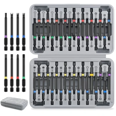 Imagen de Hi Spec Juego de Destornillador y Taladro Puntas 36 Piezas Hexagonal 75 mm con Torx Seguridad, Cuadradas XZN. Incluye Caja Compacta