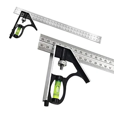 Imagen de XTVTX Escuadra combinada, transportador, ángulo combinado de acero inoxidable, herramienta medición, regla paralela para todas las mediciones ángulos carpintero, parada
