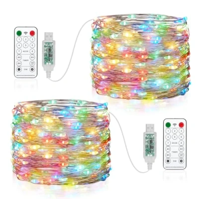 Imagen de Vacoulery LED Guirnaldas Luces, 2 x 150 15M USB Luces de Hadas, 8 Modos Guirnalda con Mando Timer Navidad para Decoración Bodas Fiesta