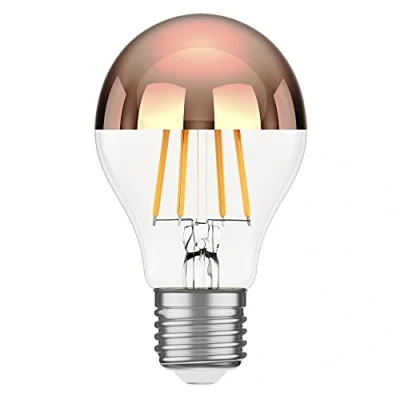 Imagen de ledscom.de Bombilla LED E27, A60, blanco cálido (2600 K), 7,5 W, 839lm, espejo de cabeza (oro rosa), forma bombilla, filamento, Edison, vidrio, LED, casquillo lámpara bajo