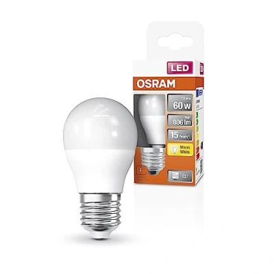 Imagen de OSRAM Lámina LED P60 de Star para la base E27, forma caída, FR, 806 lúmenes, blanco cálido (2700k), reemplazo bombillas convencionales 60W, no empaquetado 6 paquetes