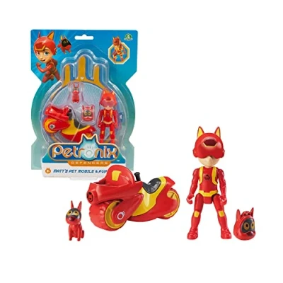 Imagen de Giochi Preziosi Petronix Pet01100 Motocicleta de Rueda Libre con Personaje Mate articulado 7 cm y Mochila extraíble, para niños a Partir 3 años