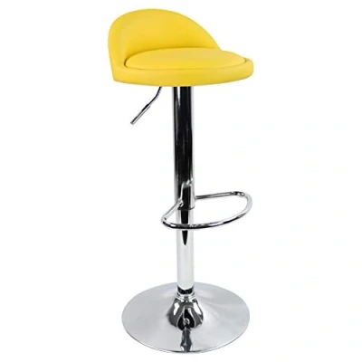 Imagen de KKTONER Taburete de Bar Redondo Piel sintética con reposapiés Altura Ajustable Giratorio Color Amarillo