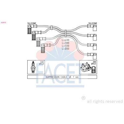 Imagen de FACET 4.8615 Juego de Cables Encendido Made in Italy OE Equivalent FIAT: Panda I Hatchback, Seicento / 600 Cinquecento