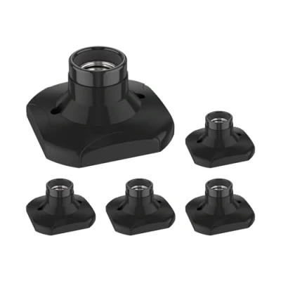 Imagen de ledscom.de 5 piezas Plafón portalámparas ELEKTRA, porcelana, negro, 1x E27 máx. 60W