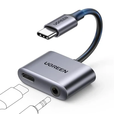 Imagen de UGREEN Adaptador USB C a Jack 3.5 mm y Carga Rapida PD 30W DAC Chip Adapter Auriculares Tipo Compatible con iPhone 15 Pro iPad Air 2022 Galaxy S25+/25/24/23 Xiaomi 13 12 Pixel 5 4