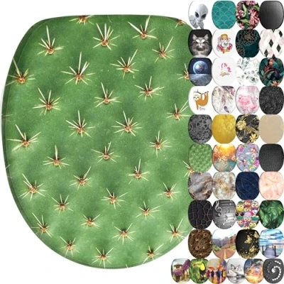 Imagen de Sanilo Tapa de inodoro con sistema bajada automático, muchos asientos para WC nuevos a escoger, montaje sencillo, bisagras estables (Cactus)