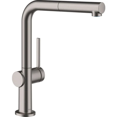 Imagen de hansgrohe Talis M54 grifo de cocina con ducha extraíble, 1 tipo chorro, mezclador monomando 270 mm, fregadero caño giratorio, cromo negro cepillado, 72808340