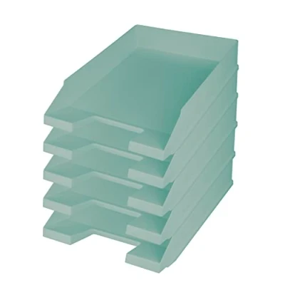 Imagen de helit H2661632 Bandeja de cartas el pentagrama verde, DIN A4 C4, 5 piezas, turquesa, compartimentos apilables plástico reciclado, certificado Ángel Azul