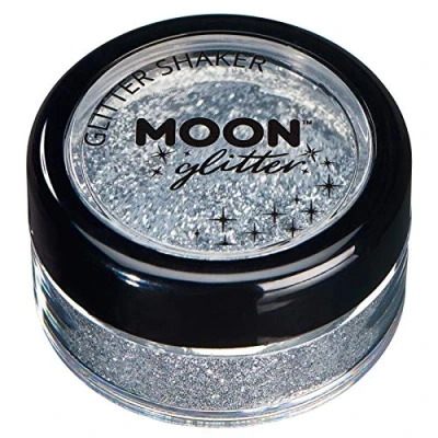 Imagen de Agitadores de Brillo Fino por Moon Glitter 100% Cosmético para la Cara, Cuerpo, Uñas, Cabello y Labios 5g Plata
