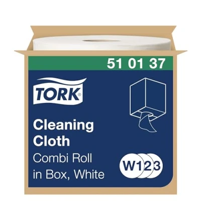 Imagen de Tork 510137 Paño de limpieza Premium / 1 capa/Papel multiuso compatible con los sistemas W1, W2 y W3 bobina x 152 m largo/color blanco