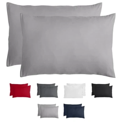 Imagen de Komfortec Juego de 2 Fundas Almohada 50 x 70 cm, Microfibra cepillada con Cremallera, Transpirable y Suave, Color Gris