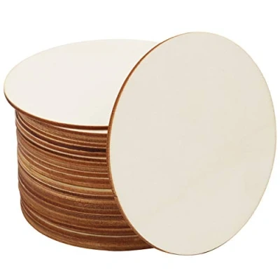 Imagen de Belle Vous Discos de Madera Sin Acabado (Pack 25) 10 cm con 2 mm Grosor Rodajas Natural en Blanco Circulo para Manualidades, Posavasos, Adornos del Hogar