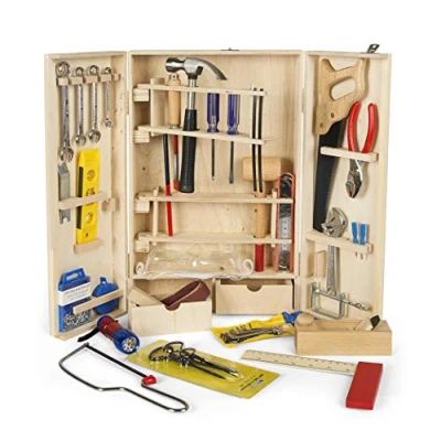 Imagen de Leomark Taller de Carpintero Conjunto en la Caja Madera / 50 Piezas El Mundo carpintería, Dim: 57 x 5 47,5 cm (versión desplegada)