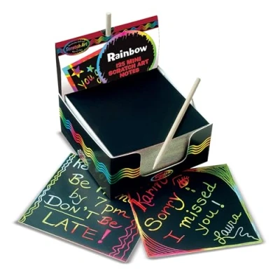 Imagen de Melissa &amp; Doug Box of Rainbow Caja Notas arcoíris para rascar Mini Tarjetas Dibujar, Multicolor (15945)