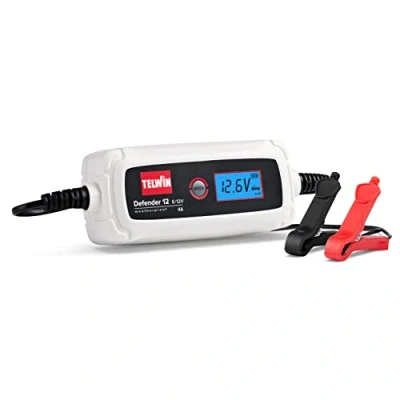 Imagen de Telwin 807607 Defender 12 Cargador y Mantenedor Electronico para Baterias de 6/12V, Pantalla LCD