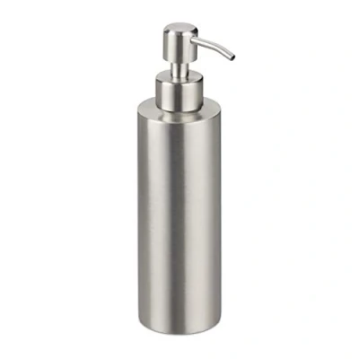 Imagen de 2 Dispensadores Jabón 300ml, Dosificador Champú y Gel, Botella Rellenable Baño, Cocina, Acero Inoxidable, Plateado