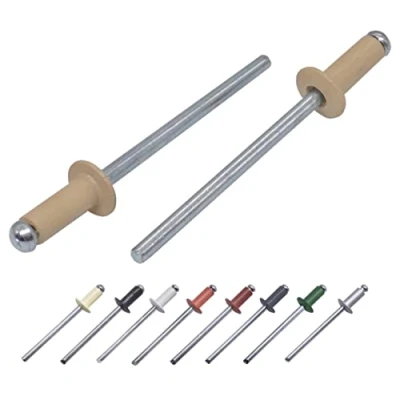 Imagen de Paquete de 100 remaches ciegos pintados 3,2 x 8 mm, cabeza cúpula, DIN 7337, remache aluminio y mandril acero, pop (100, beige RAL 1001)