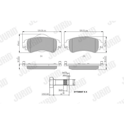 Imagen de JURID 573399J Juego de pastillas freno no preparado para indicador desgaste con accesorios CITROËN: C4 II Hatchback, Furgón / Hatchback