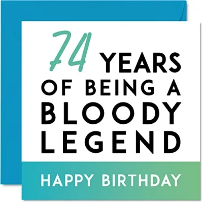 Imagen de Divertida tarjeta de cumpleaños 74 para hombres y mujeres, con texto en inglés &quot;Being A Legend&quot;, feliz años él, ella, mamá, papá, abuelo, niñera, abuela, tío, 145 mm x