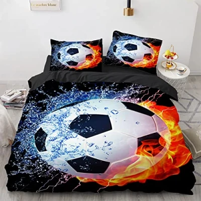 Imagen de ApttEk Funda Nórdica Cama 105 155 X 220 Cm Futbol Nordica + De Almohada 40X75 Poliéster Suave Fundas Nórdicas Duradero Y Secado Rápido