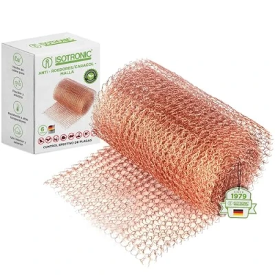 Imagen de ISOTRONIC Red de caracol cobre para protección contra caracoles en parterres y bancales elevados, uso flexible, respetuoso con el medio ambiente los animales, 6 soportes (red
