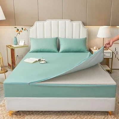 Imagen de Funda de colchón Impermeable con Cremallera Seis Lados Todo Incluido Sábana Bajera Ajustable para Cama tamaño Queen y King