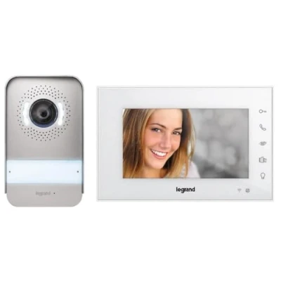 Imagen de Legrand, Wi Fi 360910 Kit de videoportero 2 Hilos, Monitor a Color 7&quot; y cámara Gran Angular, Control Mediante App, 1 o Unidades Familiares, alimentación Red, Blanco