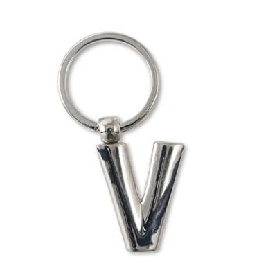Imagen de IF Llavero de metal con letras en V, 7 cm, color plateado, Silver, Clásico