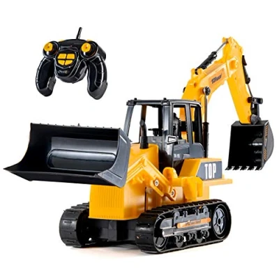 Imagen de Top Race Cargador de retroalimentación excavadora RC 8 canales con funcionalidad completa, Tractor construcción control remoto eléctrico pilas RC. TR 119
