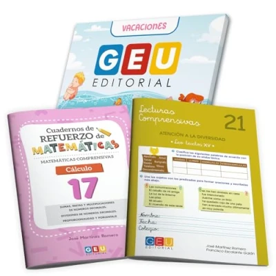 Imagen de LIBRO VACACIONES 6 Primaria Cuaderno Verano Prepara la ESO Repaso Matemáticas y Comprension Lectora Lecturas Comprensivas GEU 21 + 17 Matematicas