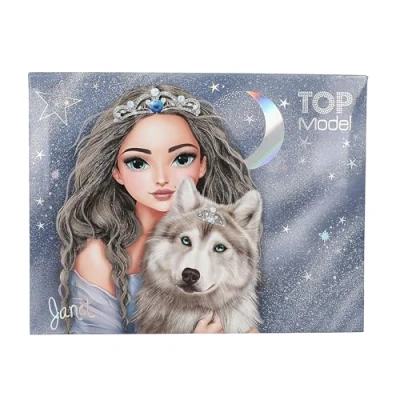 Imagen de Depesche 13224 TOPModel Wolf Caja de papelería en Azul Oscuro, con Motivo Modelo y Estrellas, Carpeta lápices, Goma borrar Mucho más, Multicolor, One Size