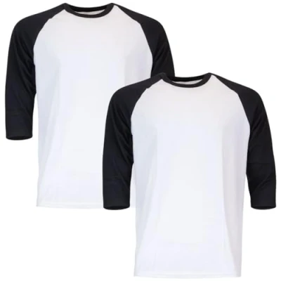 Imagen de Gildan Camiseta raglán 3/4 de algodón Pesado, Estilo G5700, Paquete 2, Blanco/Negro, XL (Pack 2) para Hombre
