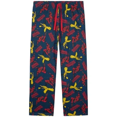 Imagen de Marvel Avengers Largo Pantalón Pijama para Hombre y Adolescente con 2 Bolsillos (Multi Deadpool Wolverine, 3XL)